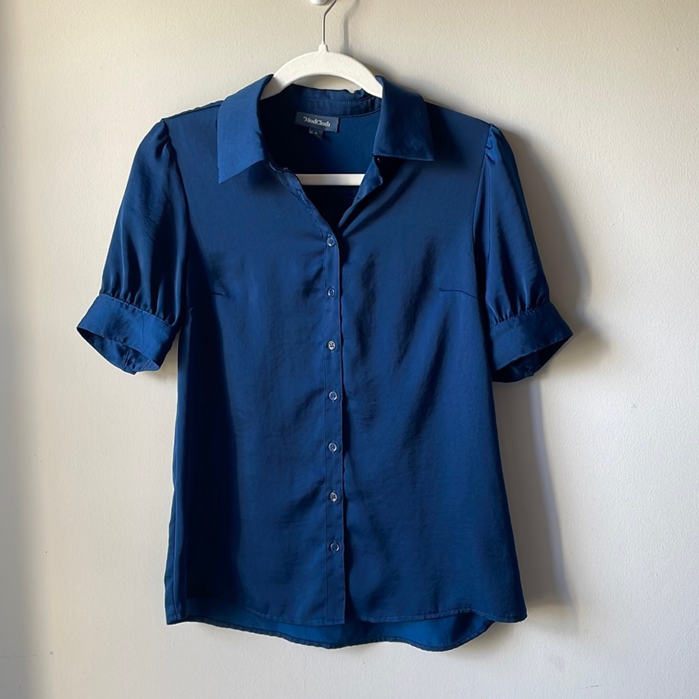 ModCloth navy blue blouse, small